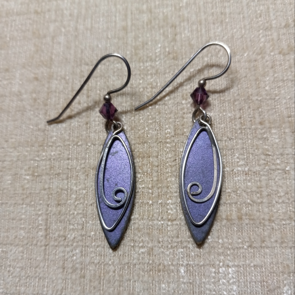 Jody Coyote Purple Patina Brass Drop Earrings